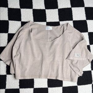 Joah Brown Off the Shoulder Crop Tee